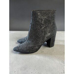 BETSEY JOHNSON Cady Jeweled Black Ankle Boots Size 7.5